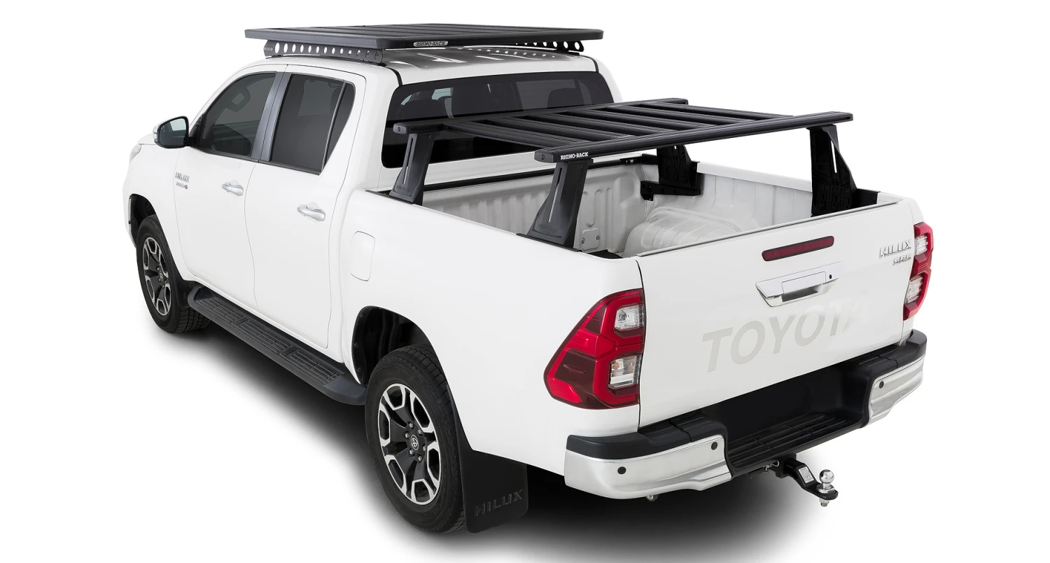 Rhino Rack JC-01581 Reconn-Deck 2 Bar Ute Tub System With 6 NS Bars For Toyota Hilux N80 4dr Ute With Tub Rack (2015 Onwards) - Custom Point Mount 3 Rhino Rack JC-01581 Reconn-Deck 2 Bar Ute Tub System With 6 NS Bars For Toyota Hilux N80 4dr Ute With Tub Rack (2015 Onwards) - Custom Point Mount