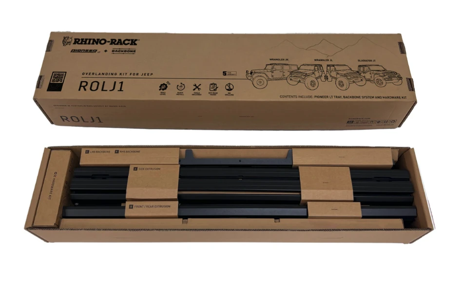 Rhino Rack Jeep Overlanding Kit - Gutter Backbone - ROLJ1 3 Rhino Rack Jeep Overlanding Kit - Gutter Backbone - ROLJ1